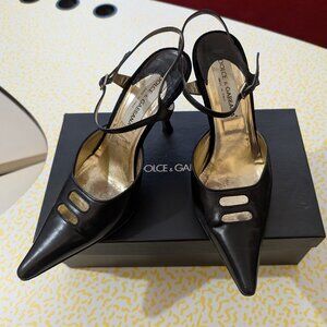 Dolce & Gabbana Pointed Toe Ankle Strap Pumps 37.5